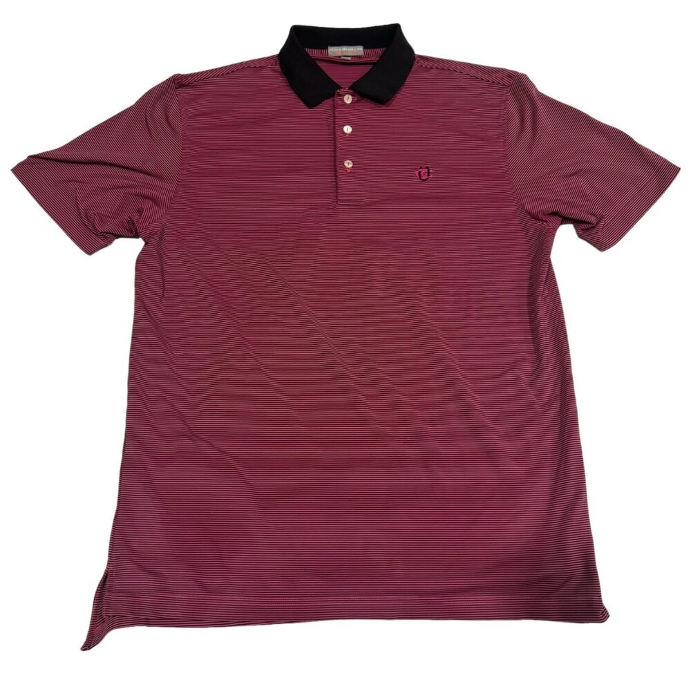 Peter Millar Summer Comfort Polo Shirt M Black & Pink‎ Stripes Golf Top